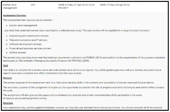 project management assignment question