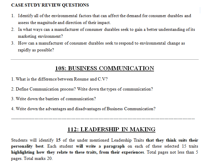 college assignment question sample 2