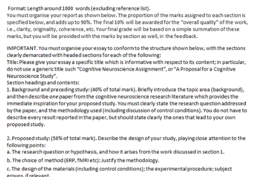 Neuroscience assignment sample